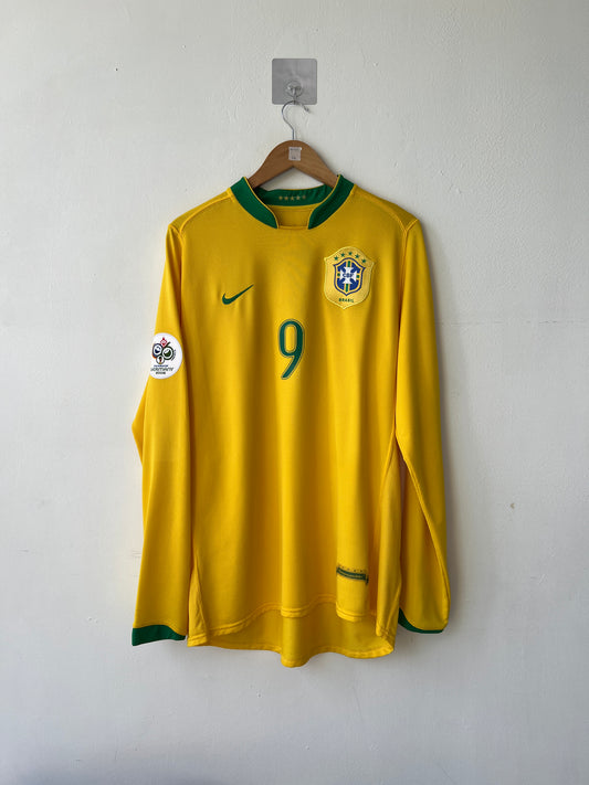 (L) Brazil 2006-08 Home Long Sleeve Shirt Ronaldo #9