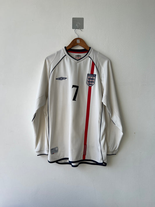 (L) England 2001-03 Home Long Sleeve Shirt Beckham #7