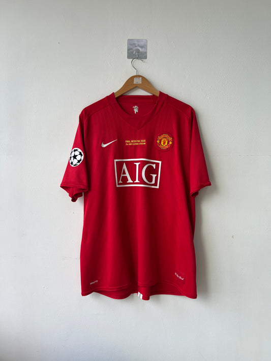 (XXL fits XL) Manchester United 2007-09 Home Shirt Vidic #15