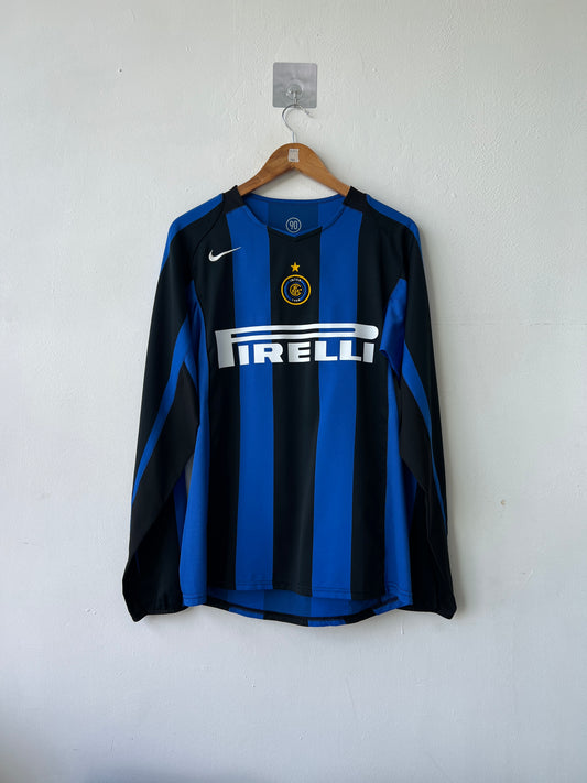 (M) Inter Milan 2004-05 Home Long Sleeve Shirt J. Zanetti #4