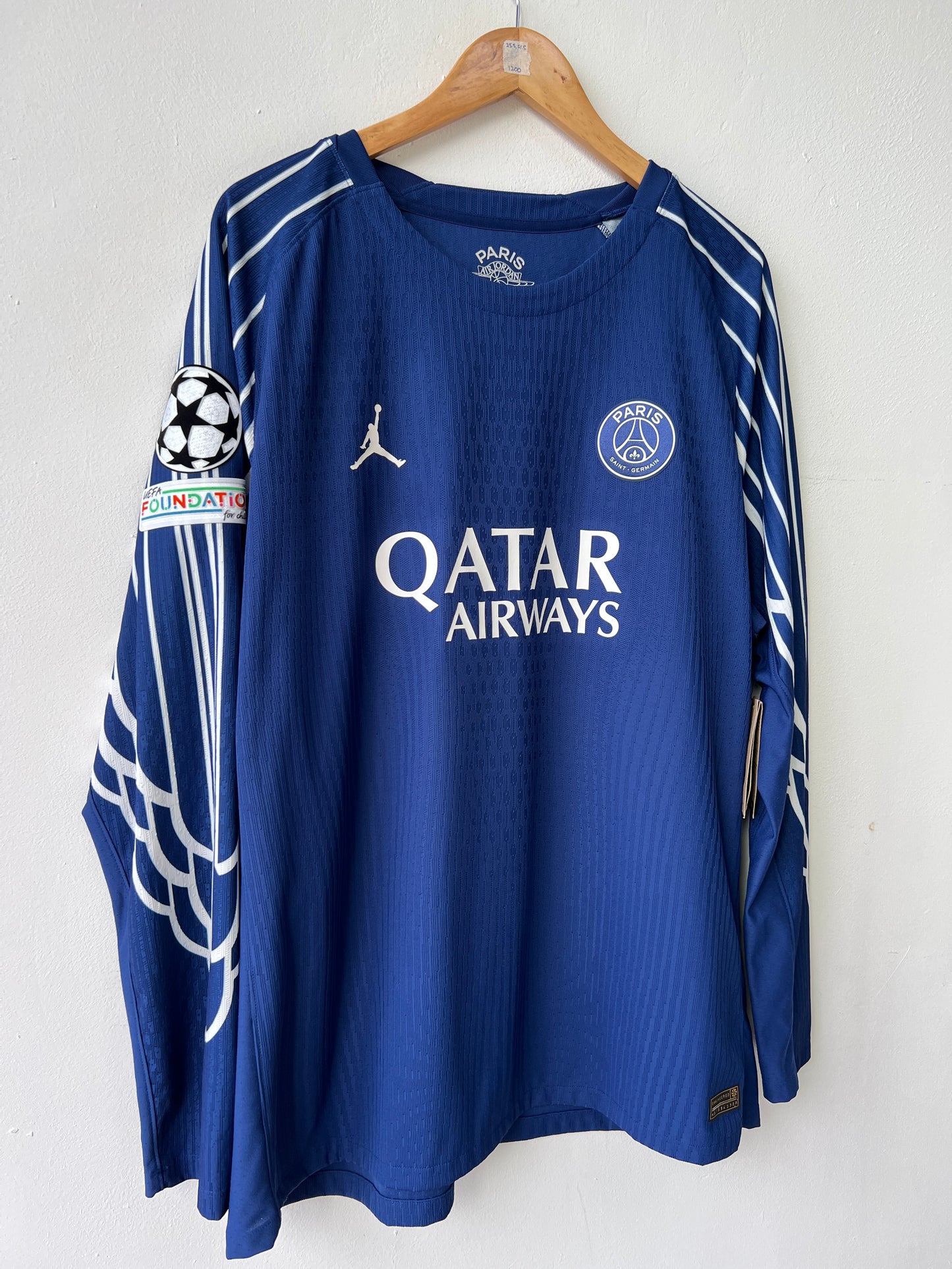 (XXL) PSG 2024-25 Fourth Long Sleeve Player Version Shirt D. Doue #14 (NEW)