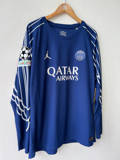 (XXL) PSG 2024-25 Fourth Long Sleeve Player Version Shirt D. Doue #14 (NEW)