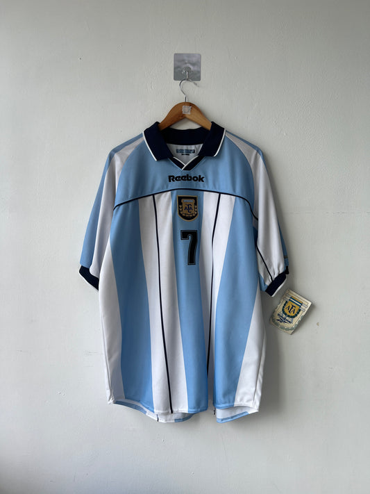 (XL) Argentina 2000-01 Home Shirt Saviola #7 (NEW)