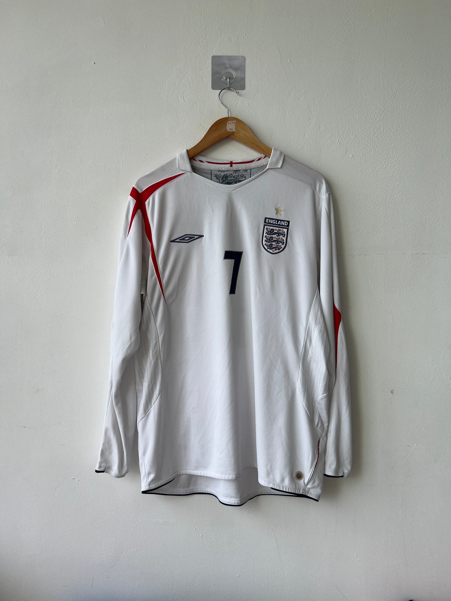 (XL) England 2005-07 Home Long Sleeve Shirt Beckham #7