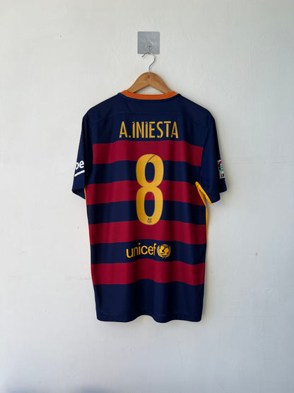 (L) Barcelona 2015-16 Home Shirt A. Iniesta #8