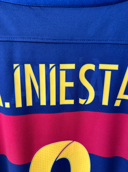 (L) Barcelona 2015-16 Home Shirt A. Iniesta #8