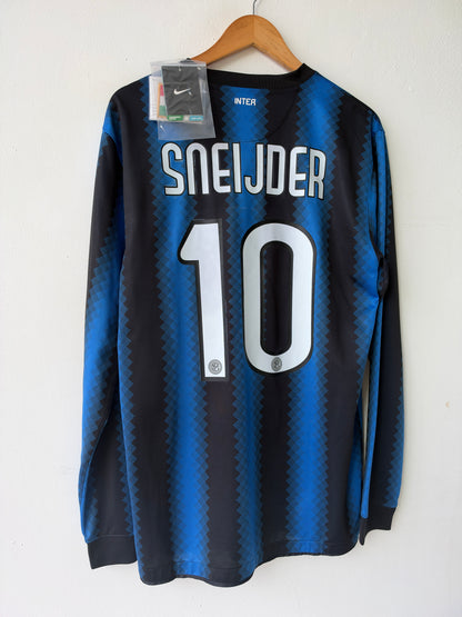 (L) Inter Milan 2010-11 Home Long Sleeve Shirt Sneijder #10 (NEW)