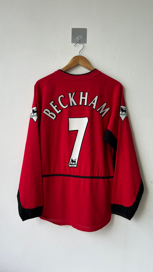 Manchester United 2002-04 Home L/S Shirt Beckham #7 (M)