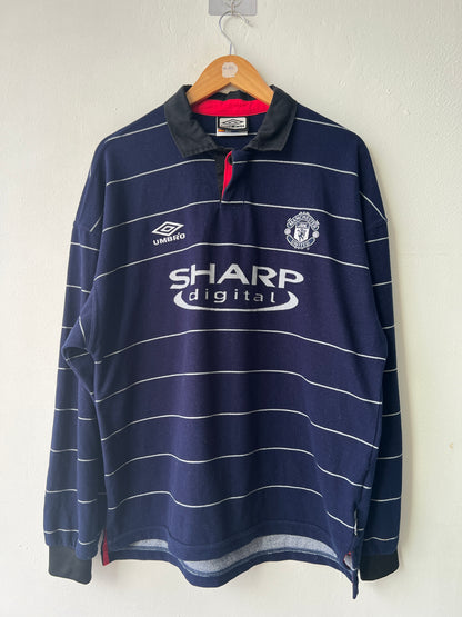 (L fits XL) Manchester United 1999-00 Away Long Sleeve Shirt Johnsen #5