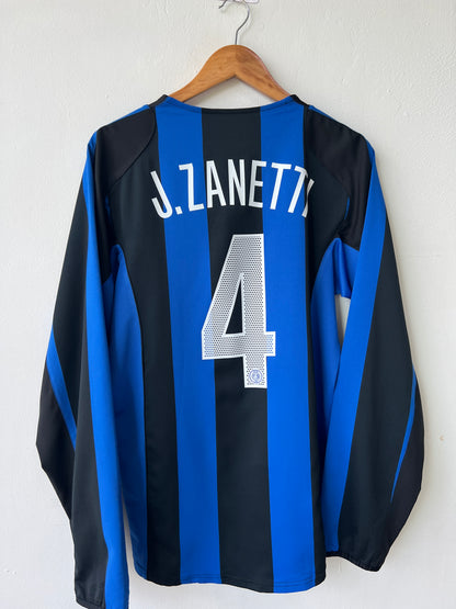 (M) Inter Milan 2004-05 Home Long Sleeve Shirt J. Zanetti #4