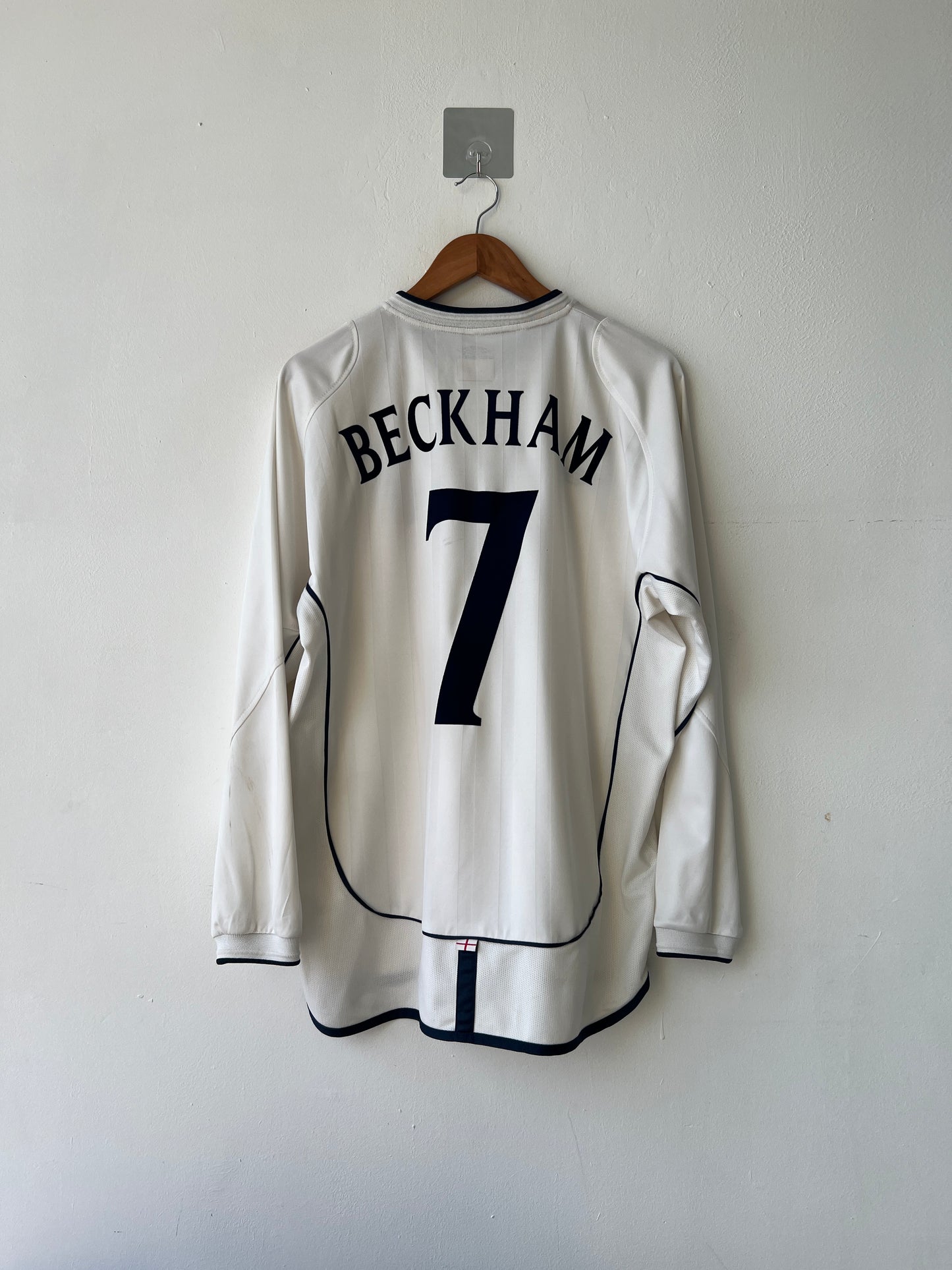 (L) England 2001-03 Home Long Sleeve Shirt Beckham #7
