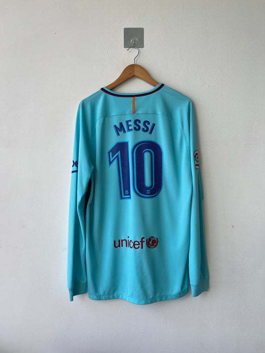 (L) Barcelona 2017-18 Away Long Sleeve Shirt Messi #10