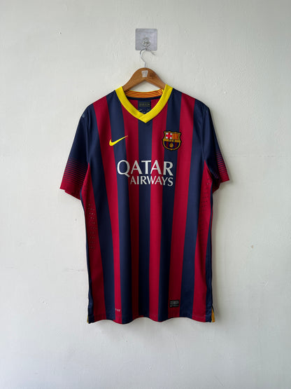 (XL) Barcelona 2013-14 Home Player Version Shirt Messi #10