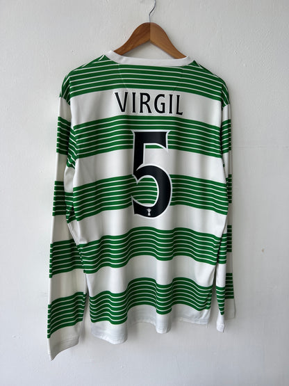 (L) Celtic 2013-14 Home Long Sleeve Shirt Virgil #5