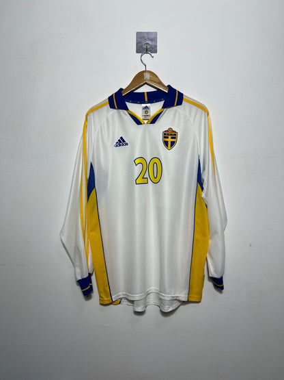 (L) Sweden 2000-02 Away Long Sleeve Player Version Larsson #20
