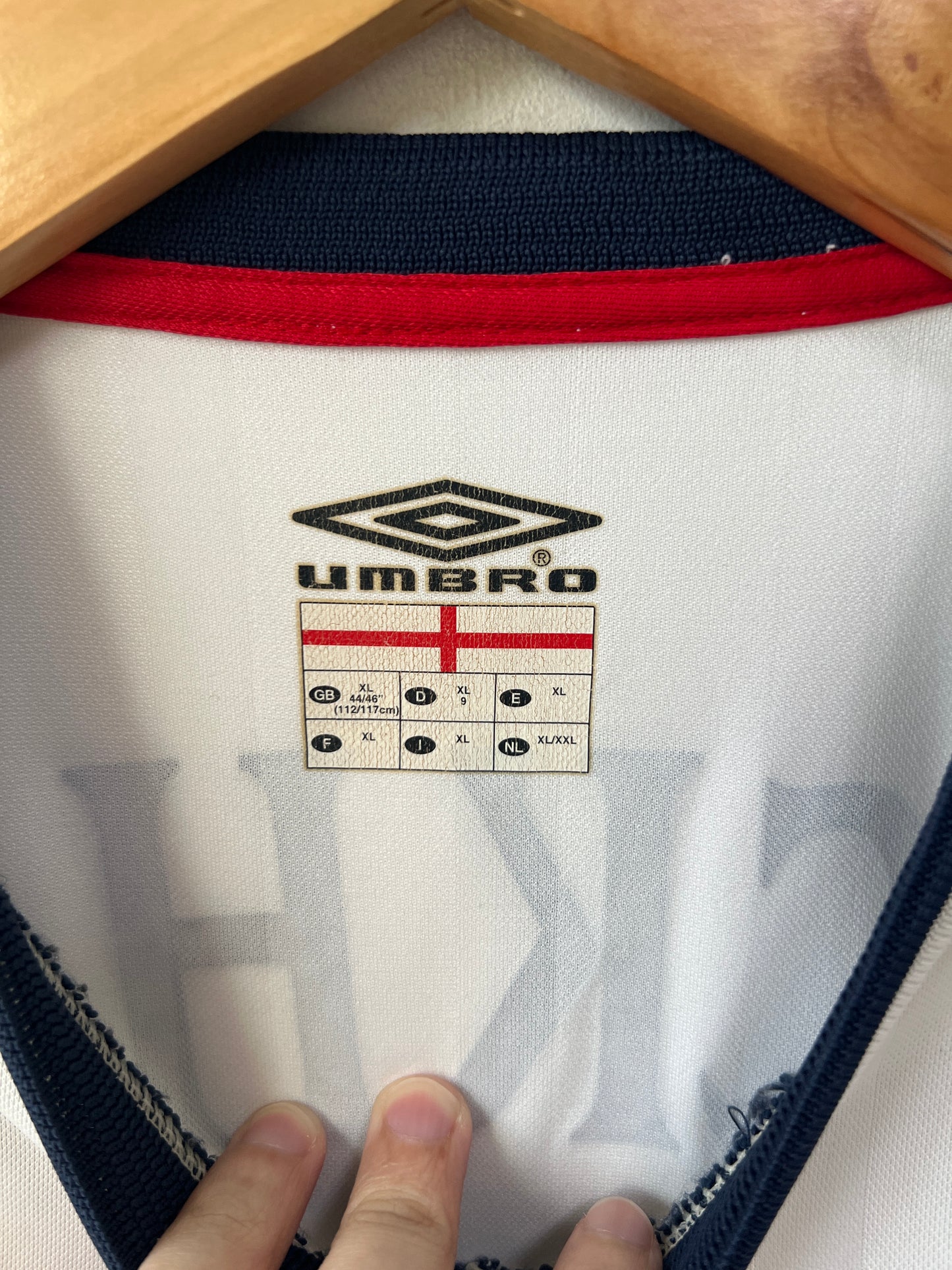 (XL) England 2001-03 Home Long Sleeve Shirt Beckham #7