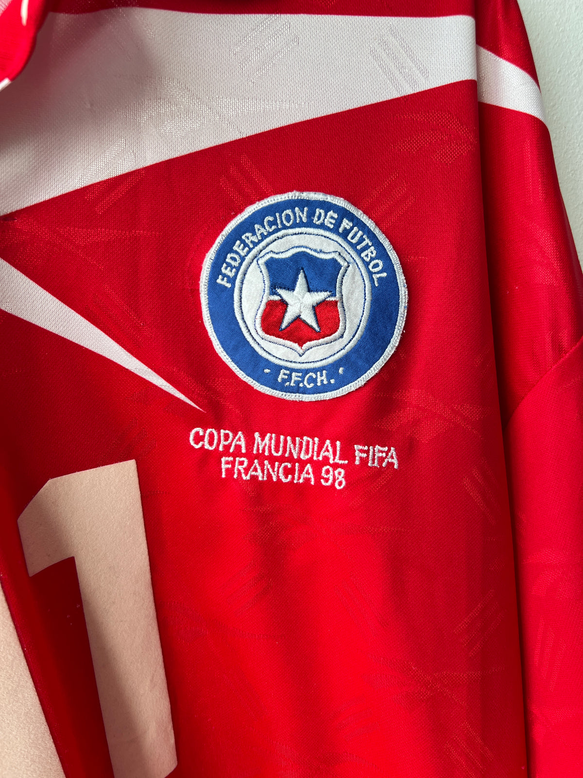(L) Chile 1997-99 Home Long Sleeve Shirt Salas #11