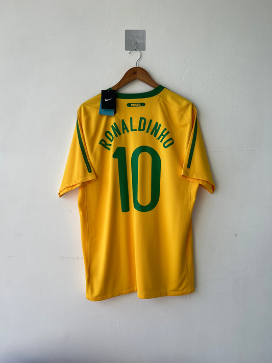 (L) Brazil 2010-11 Home Shirt Ronaldinho #10 (NEW)
