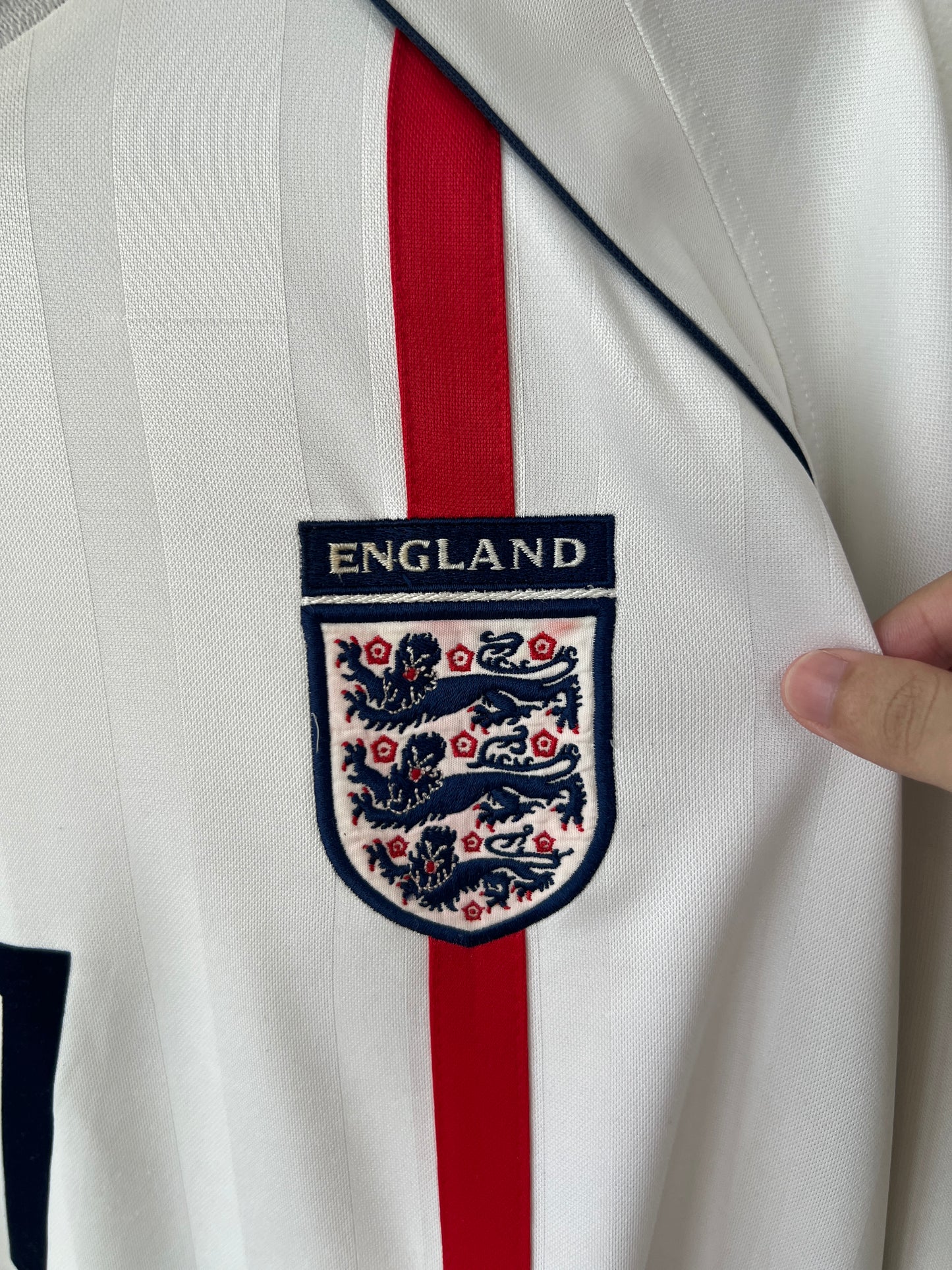 (XL) England 2001-03 Home Long Sleeve Shirt Beckham #7