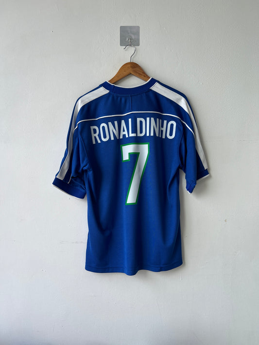 (M fits L) Brazil 1998-00 Away Shirt Ronaldinho #7