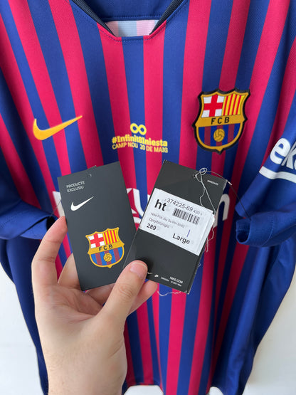 (L) Barcelona 2018-19 Home Shirt A. Iniesta (NEW) (Tribute)
