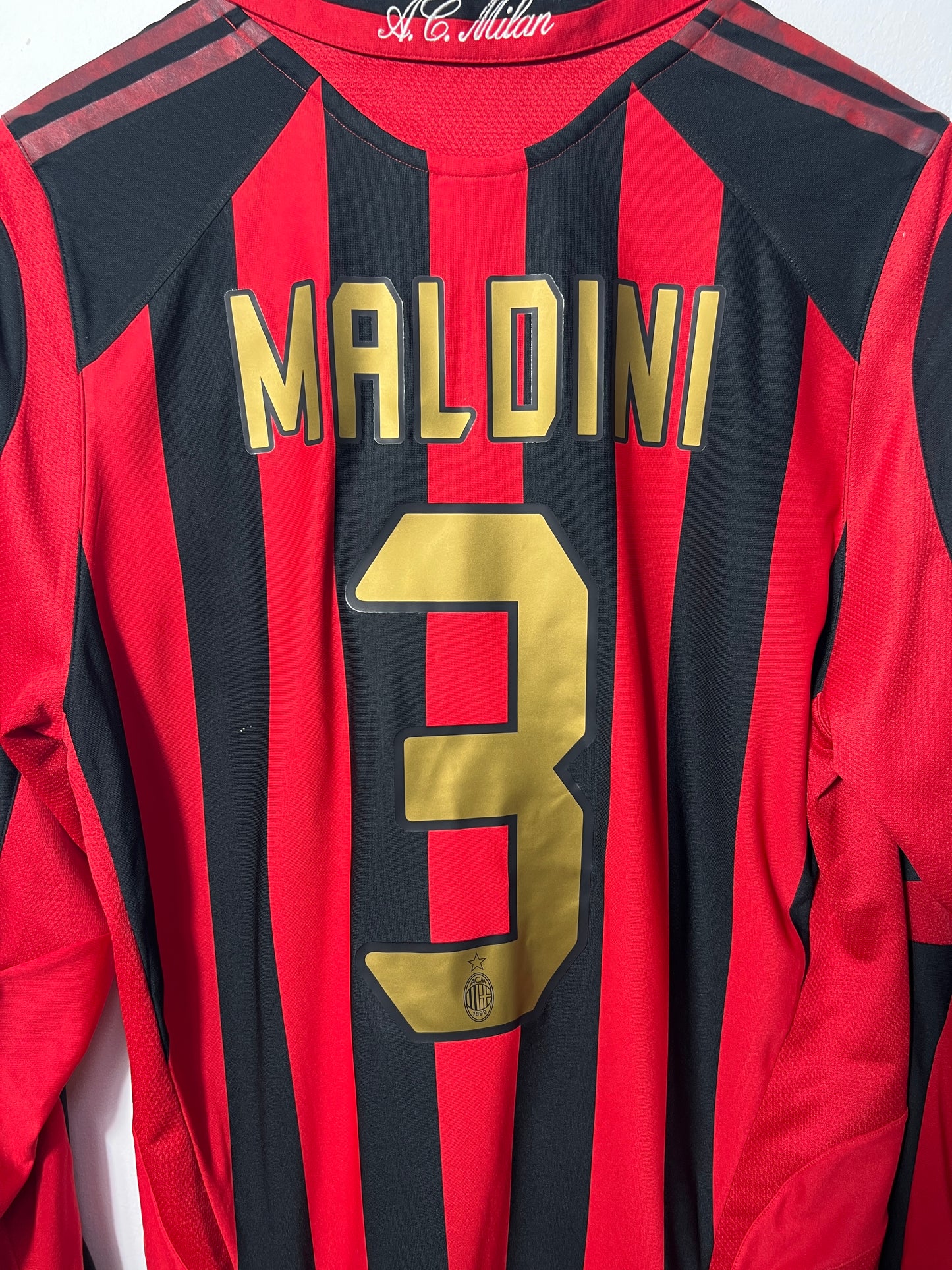 (M) AC Milan 2005-06 Home Long Sleeve Shirt Maldini #3