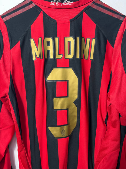 (M) AC Milan 2005-06 Home Long Sleeve Shirt Maldini #3