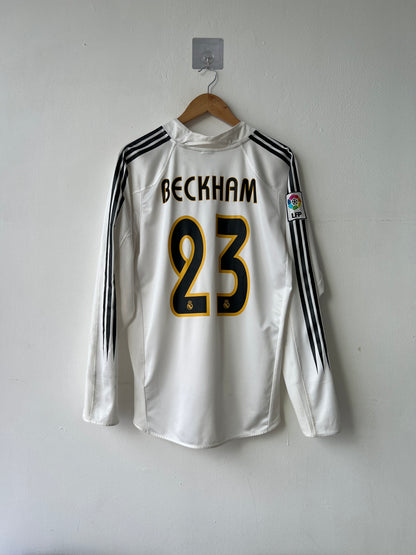(L) Real Madrid 2004-05 Home Long Sleeve Shirt Beckham #23