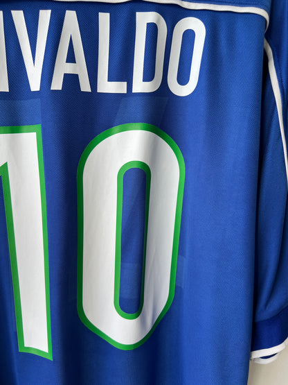(L fits XL) Brazil 1998-00 Away Shirt Rivaldo #10