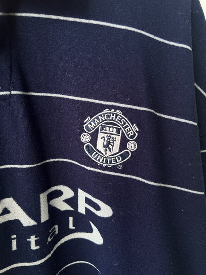 (L fits XL) Manchester United 1999-00 Away Long Sleeve Shirt Johnsen #5