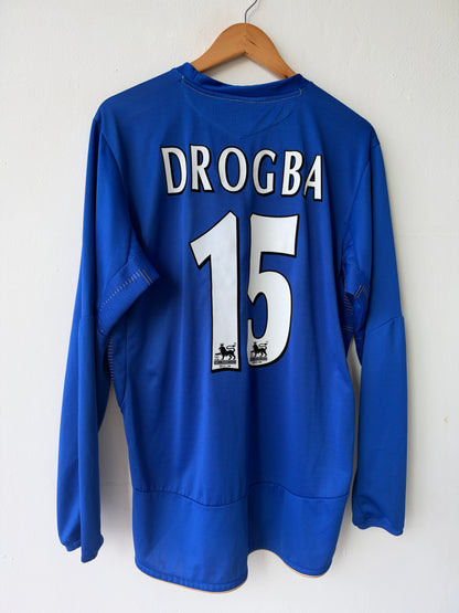 (L) Chelsea 2005-06 Home Long Sleeve Shirt Drogba #15