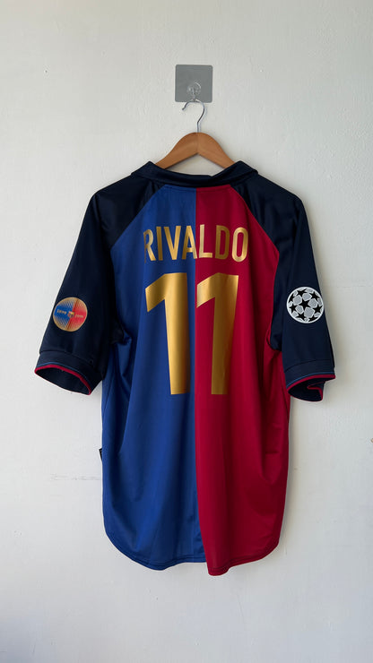 Barcelona 1999-01 Home Shirt Rivaldo #11 (XL)