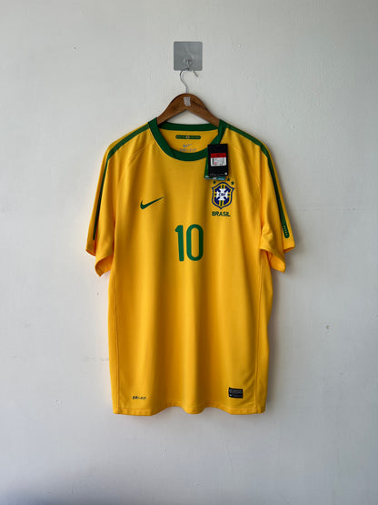 (L) Brazil 2010-11 Home Shirt Ronaldinho #10 (NEW)