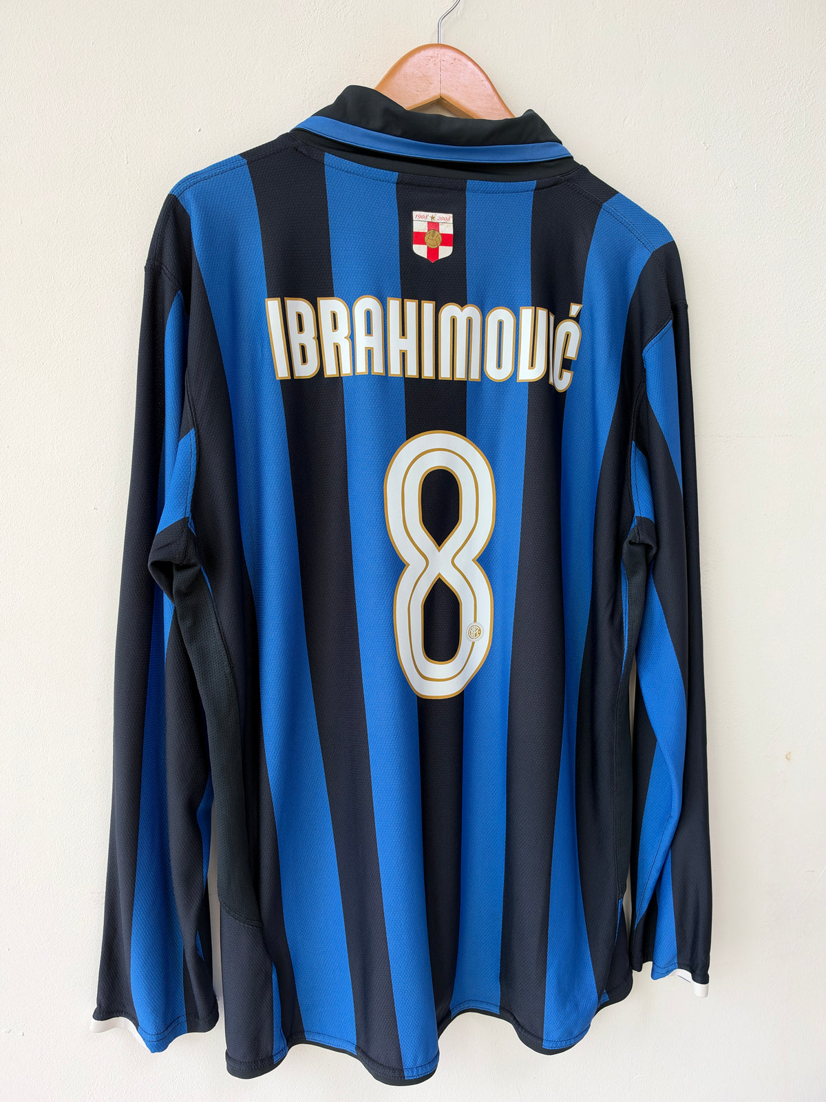 (XL) Inter Milan 2007-08 Home Long Sleeve Shirt Ibrahimovic #8