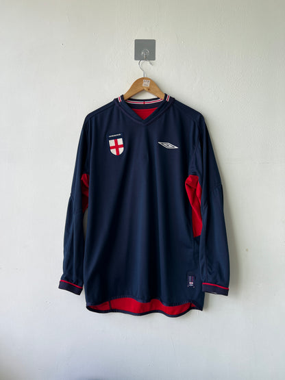 (L) England 2002-04 Away Long Sleeve Shirt Beckham #7 (Rerversible)