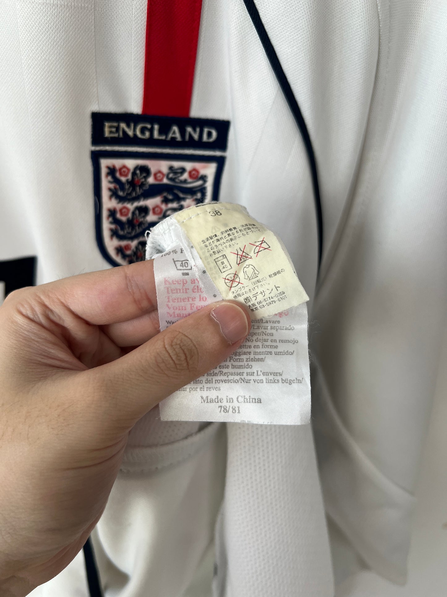 (XL) England 2001-03 Home Long Sleeve Shirt Beckham #7