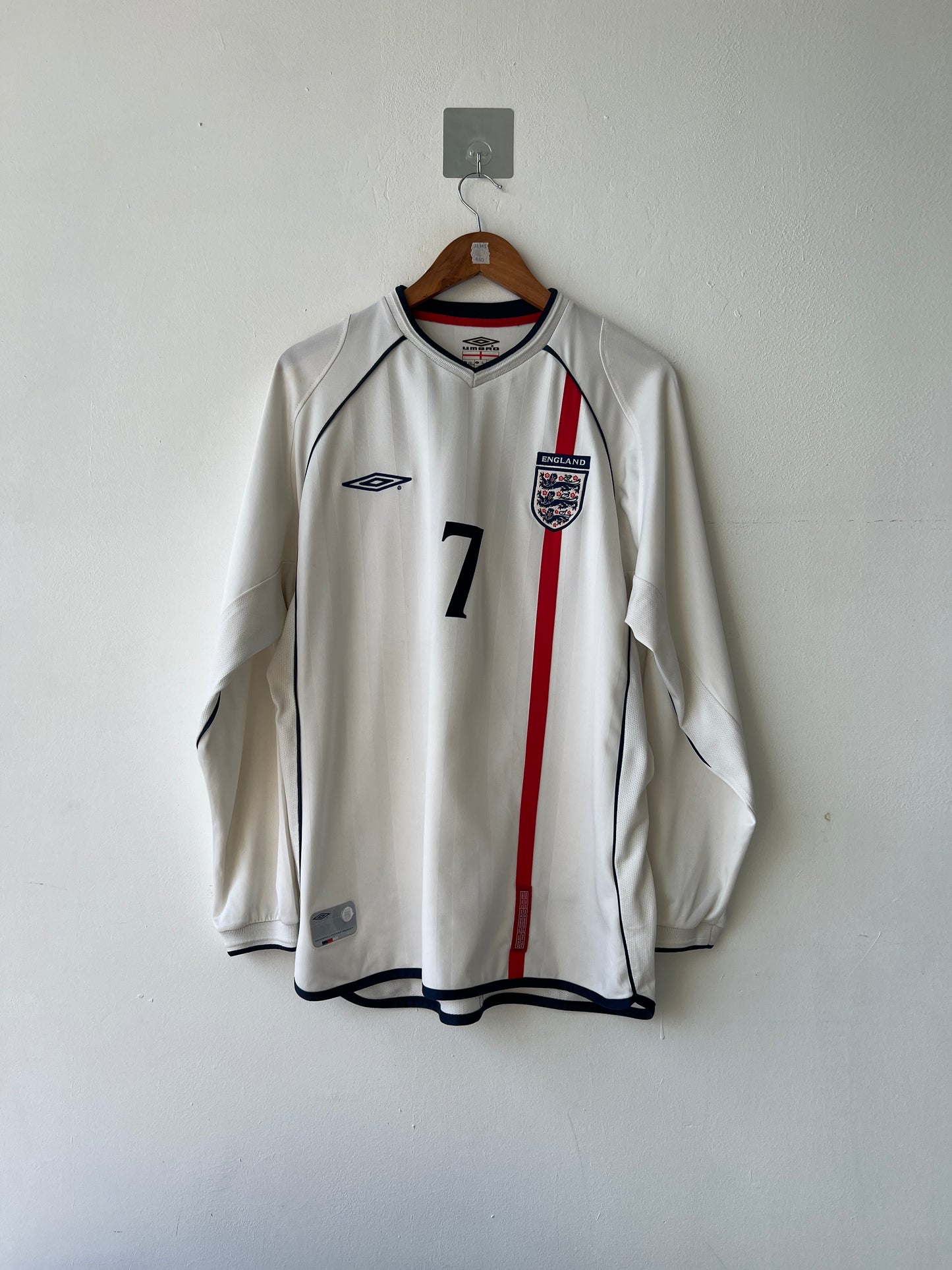 (L) England 2001-03 Home Long Sleeve Shirt Beckham #7