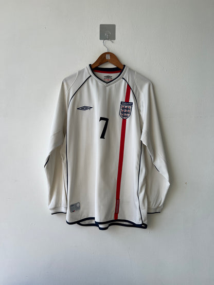 (L) England 2001-03 Home Long Sleeve Shirt Beckham #7