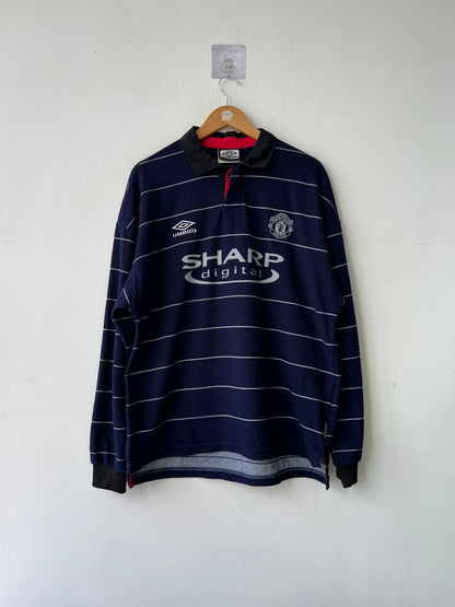 (L fits XL) Manchester United 1999-00 Away Long Sleeve Shirt Johnsen #5