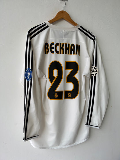 (L) Real Madrid 2003-04 Home Long Sleeve Shirt Beckham #23