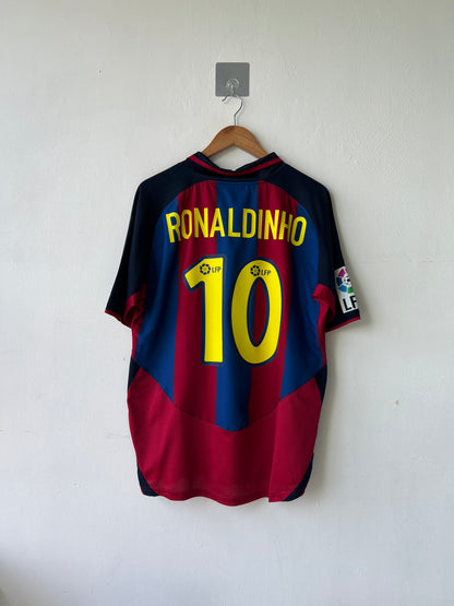 (L) Barcelona 2003-04 Home Shirt Ronaldinho #10