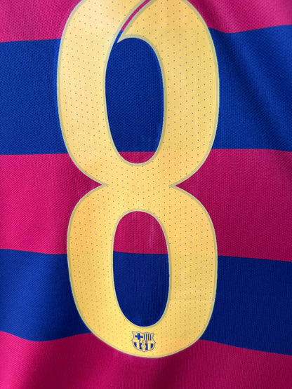 (L) Barcelona 2015-16 Home Shirt A. Iniesta #8