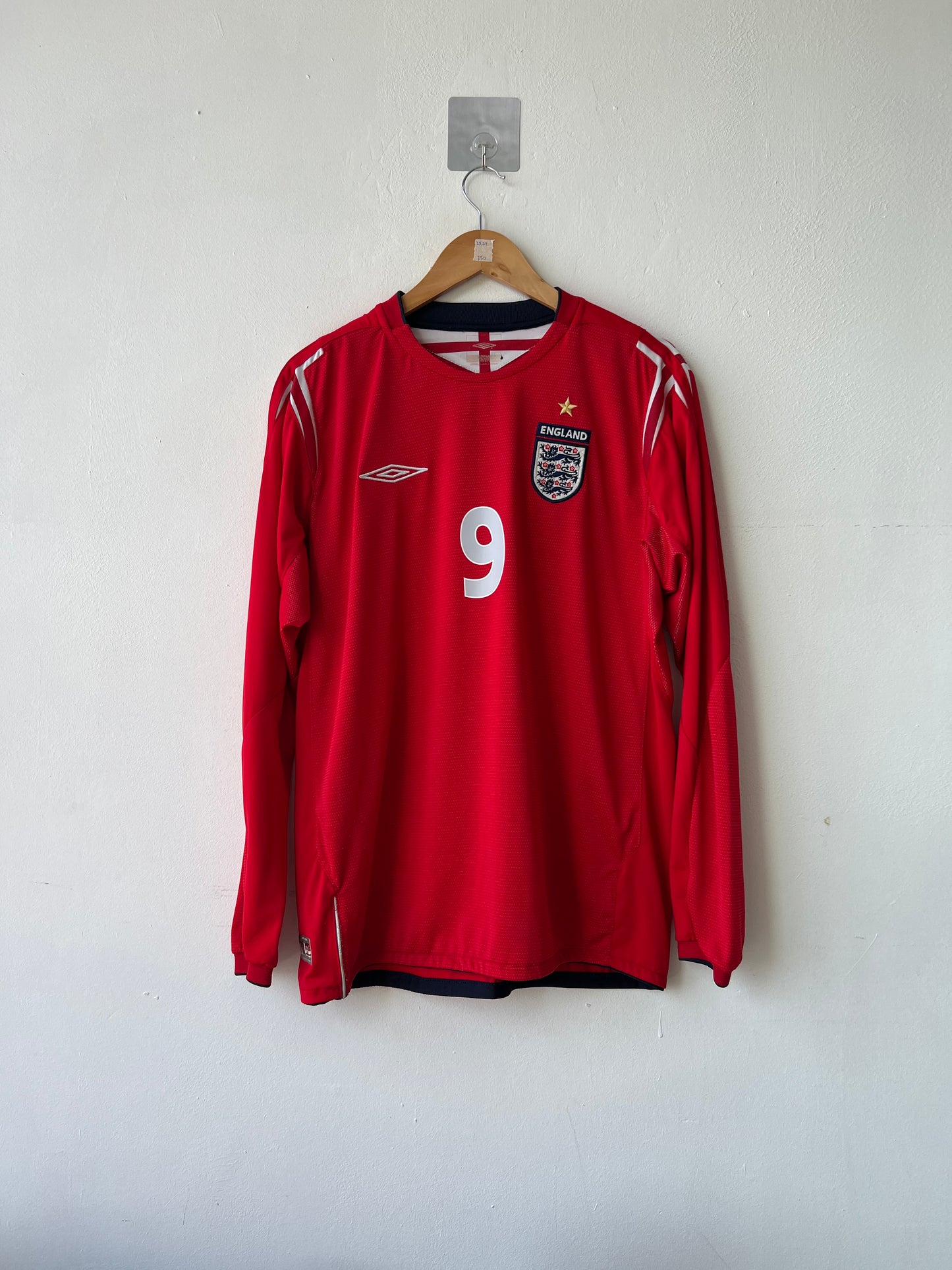 (L) England 2004-06 Away Long Sleeve Shirt Rooney #9