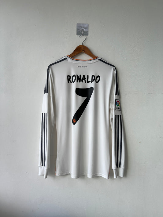 (M) Real Madrid 2013-14 Home Long Sleeve Shirt Ronaldo #7