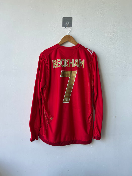 (L) England 2006-08 Away Long Sleeve Shirt Beckham #7