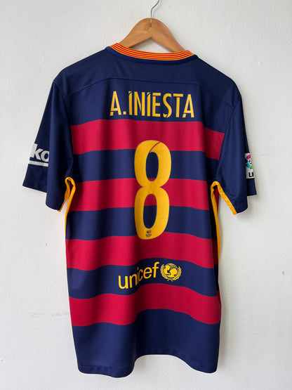 (L) Barcelona 2015-16 Home Shirt A. Iniesta #8