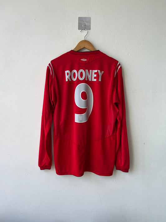 (L) England 2004-06 Away Long Sleeve Shirt Rooney #9