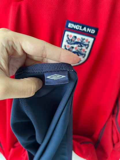 (L) England 2002-04 Away Long Sleeve Shirt Beckham #7 (Rerversible)