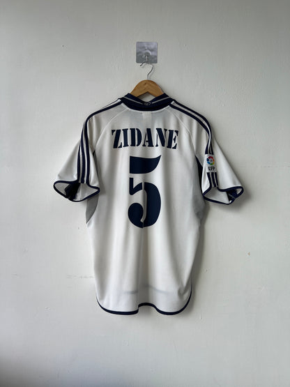 (M fits L) Real Madrid 2000-01 Home Shirt Zidane #5