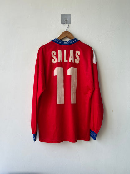 (L) Chile 1997-99 Home Long Sleeve Shirt Salas #11